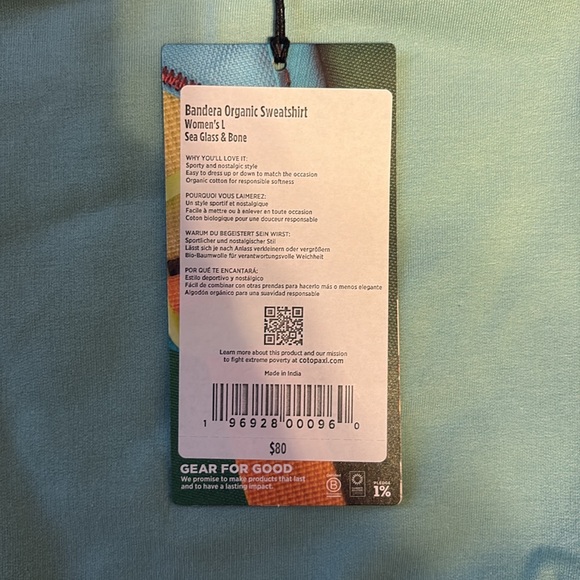 Cotopaxi Bandera Organic Sweatshirt, Women Large, sea glass and Bone color - Picture 2 of 2